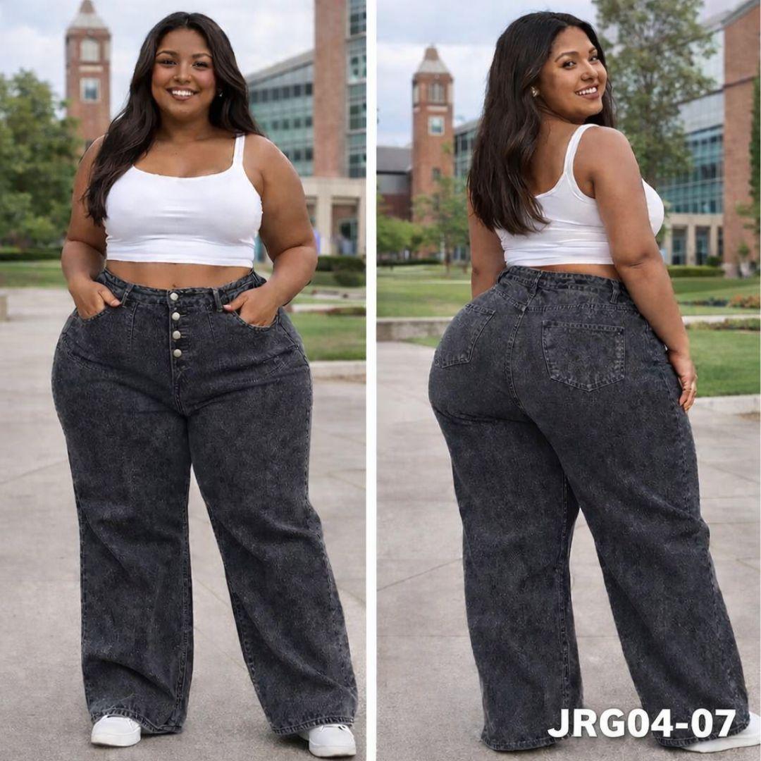 Pantalón Big Size Acampanado sin Cierre con Botones JRG24-07