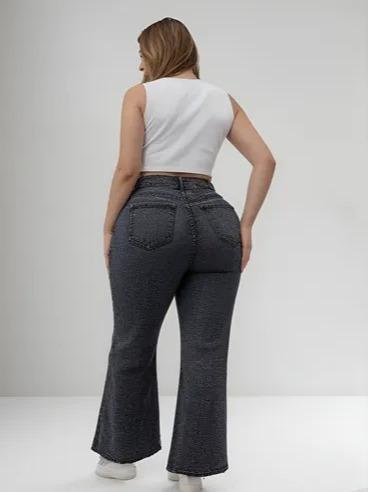 Pantalón Big Size Acampanado sin Cierre con Botones JRG24-07