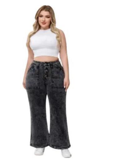 Pantalón Big Size Acampanado sin Cierre con Botones JRG24-07